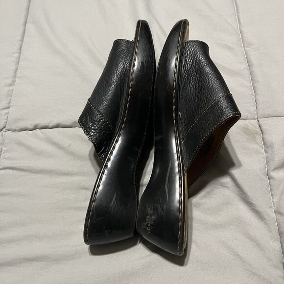 Born Black Leather Minimalist Wedge Sandals Toe Ring Loop Womens Size 10 - Picture 8 of 11